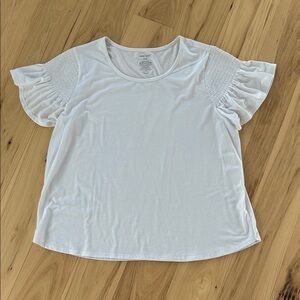 Nine West White Ruff Sleeve Shirt Size XXL